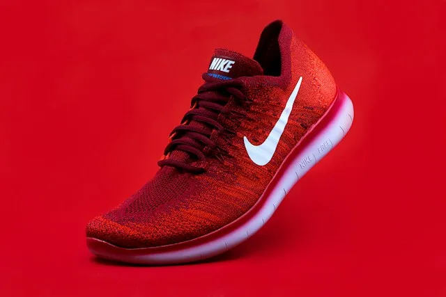 Red Knit Lace-Up Athletic Sneakers